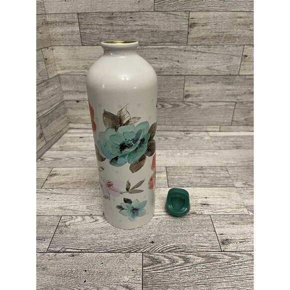 Pioneer Woman Vintage Floral Stainless Steel Water Bottle 25oz White Green Top - Picture 2 of 6